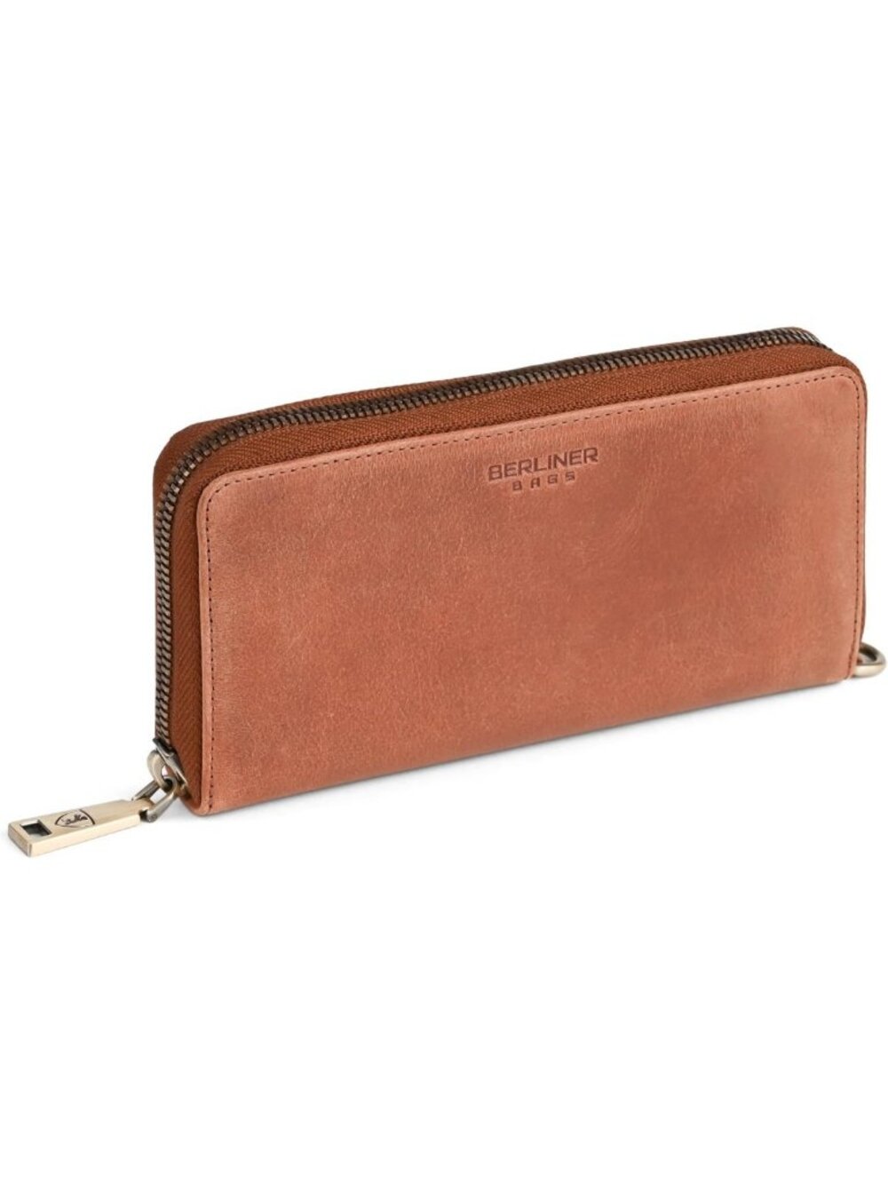 Full Grain Leather Zip Wallet for Women - Brown, Gift Box Included, Stylish